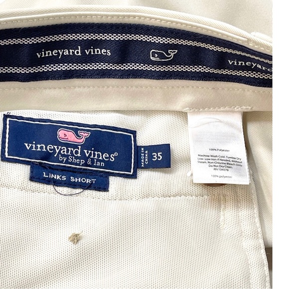 Vineyard Vines Performance size 35 tan lightweight preppy casual links shorts - Picture 4 of 7